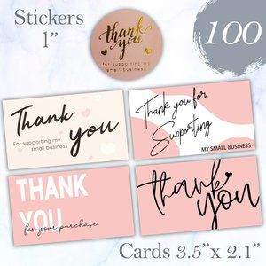 100 Pcs.Thank you Cards & Stickes Bundle